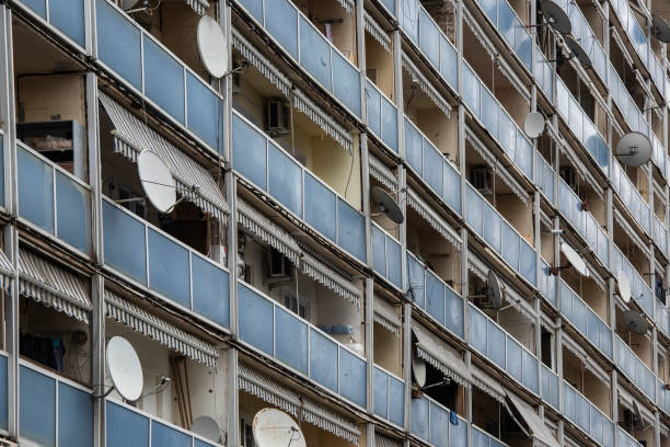 Typical low-cost apartmentd building in Tiblisi, Georgia. This type of houses made of  large, prefabricated concrete slabs is usually called with the german name \