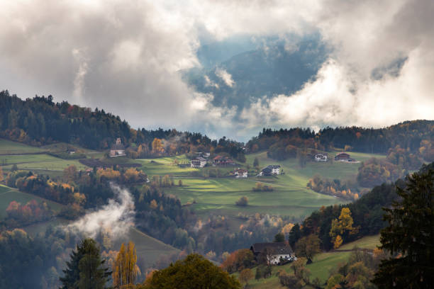 istock Village in fog 1185589767