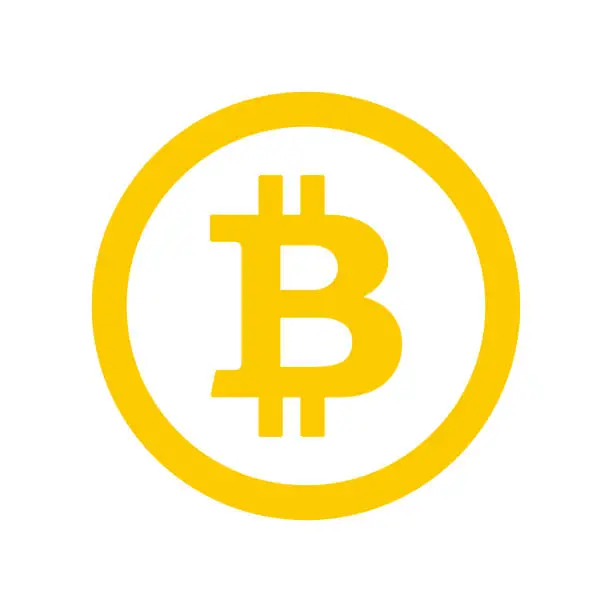 Vector illustration of Bitcoin flat icon. Crypto currency bit coin. Cryptocurrency emblem. Web and Internet money logo. Vector illustration.