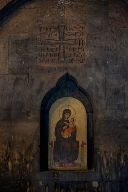 istock Armenia: religious wall painting inside famous Khor Virap monastery 1185595371