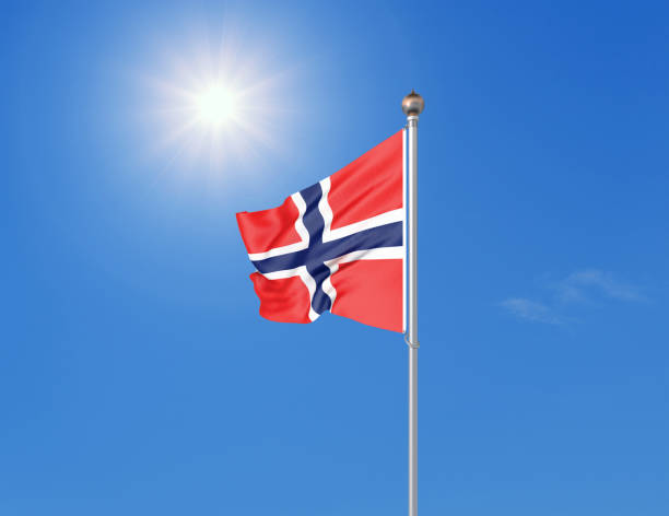 istock Norway flag blowing in the wind. Background texture. 3d rendering, wave. - Illustration. Isolated on white. 1185595552