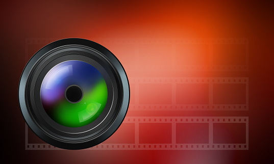 illustration of photographic lens on red background