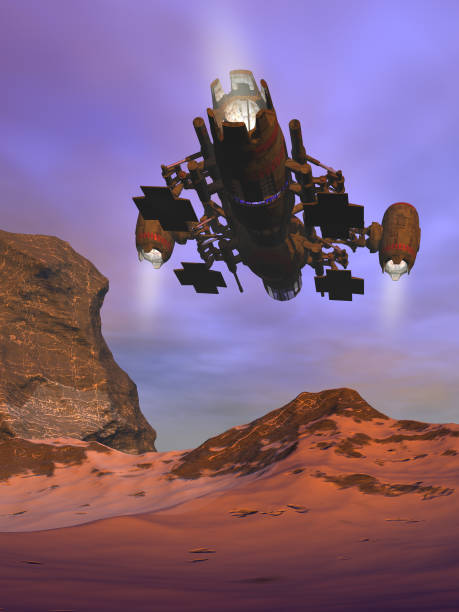istock A spaceship landing on alien planet, 3d illustration 1185600544