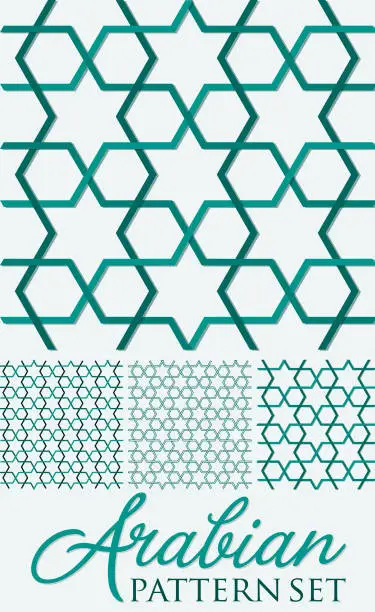 Vector illustration of Arabian weave pattern set in vector format.