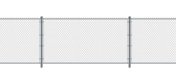 istock Chain link fence seamless. Metal Wire Fence. Wire grid construction steel security and safety wall. 1185614073