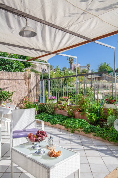 istock Beautiful Garden with Breackfast in Italy 1185615042