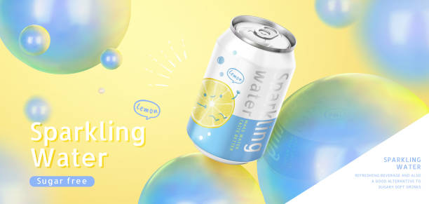 ilustraciones, imágenes clip art, dibujos animados e iconos de stock de anuncios de refrescos de agua con gas espumoso de ensueño - soda
