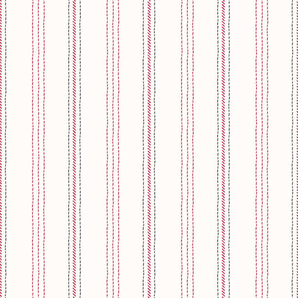 Hand-Drawn Vertical Stripes with Red and Black Embroidery Stitches on White Background Vector Seamless Pattern Hand-Drawn Vertical Stripes with Red and Black Embroidery Stitches on White Background Vector Seamless Pattern. Winter Holiday Pattern Perfect for Web, Stationery, Backdrops seamed stock illustrations