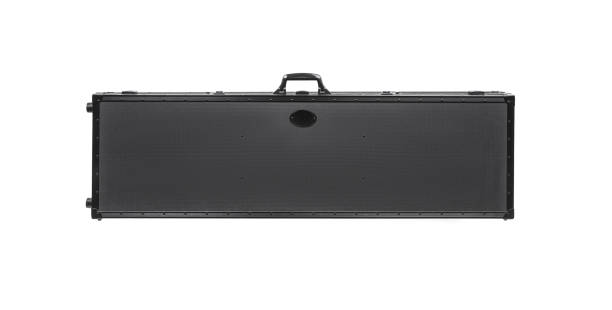 istock Large modern black case for storing and transporting weapons. Suitcase on wheels with soft foam inside for safe transportation of weapons. Metal container for shotguns, rifles and shotguns. 1185622949