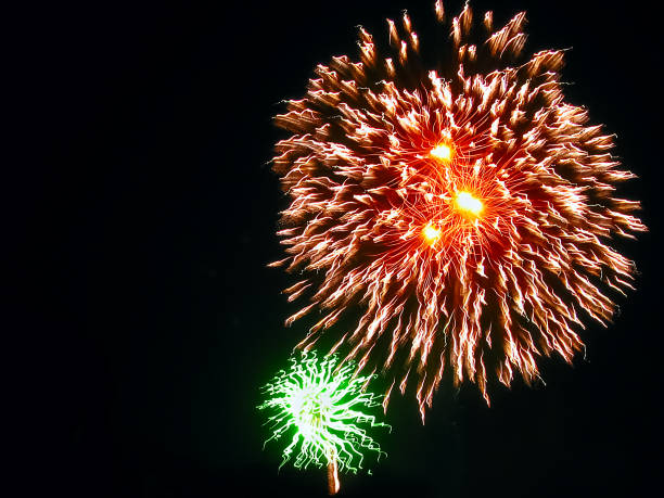 istock Festivity, Party, Celebration Red and Green Fireworks. 1185623541