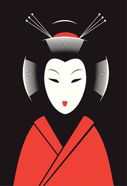 japoński kobieta - geisha kabuki japan japanese culture stock illustrations