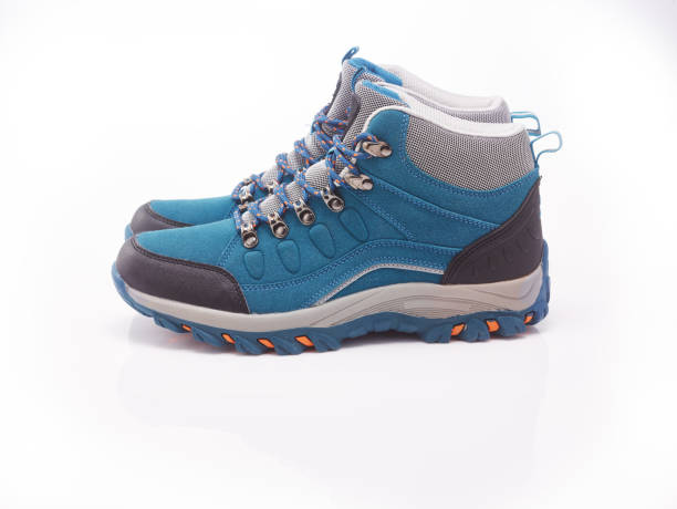 istock hiking boots modern blue color in the white background 1185626106