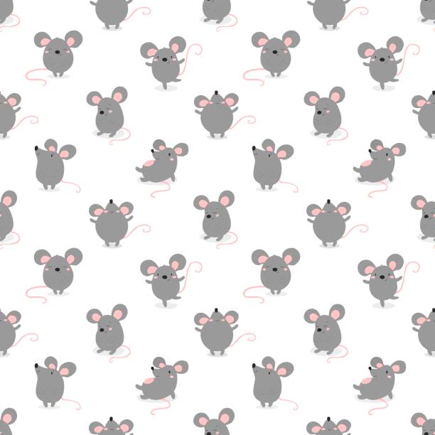 Seamless Pattern With Cute Funny Mouses Stock Illustration - Download Image  Now - Mouse - Animal, Cute, Animal - iStock