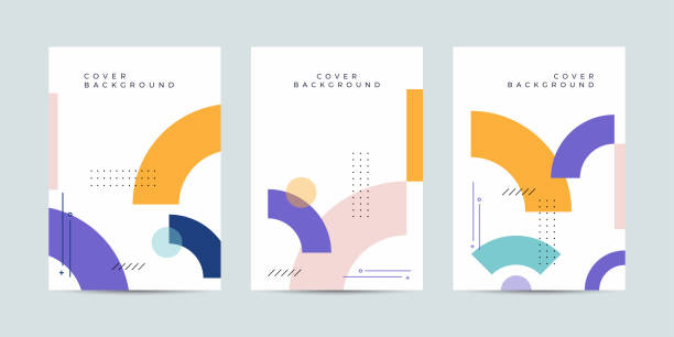 Cool geometric cover design collection Covers with trendy minimal design. Cool geometric backgrounds for your design. Applicable for Banners, Placards, Posters, Flyers etc. Eps10 vector template. digital ads mockups stock illustrations
