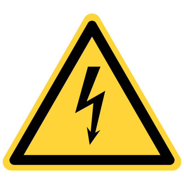 błyskawica i znak niebezpieczeństwa - warning symbol danger warning sign electricity stock illustrations