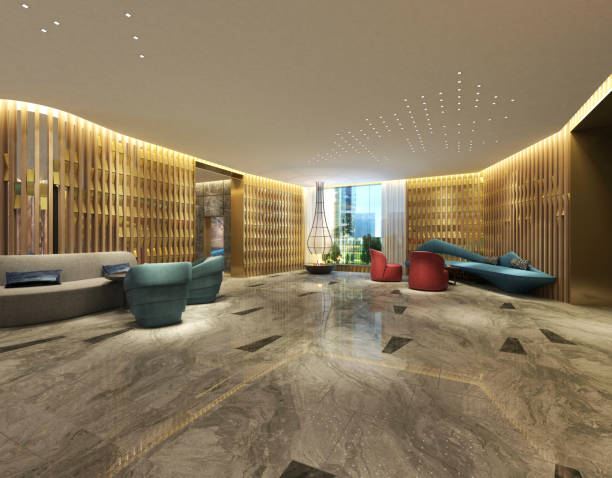 istock 3d render of luxury hotel lobby and reception 1185635942