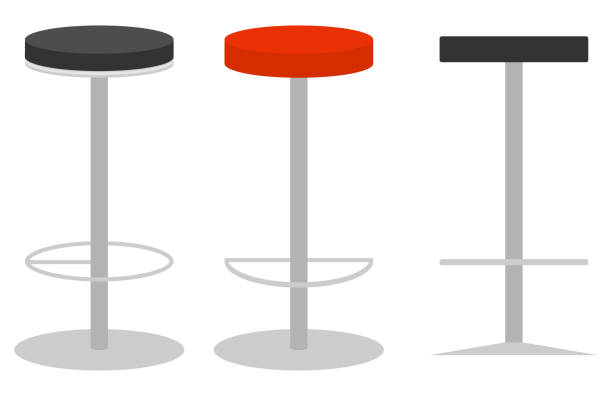 ilustrações de stock, clip art, desenhos animados e ícones de bar stool, modern metal bar stool. bar stool side view and isometric view. vector illustration of an animal. vector. - high stool
