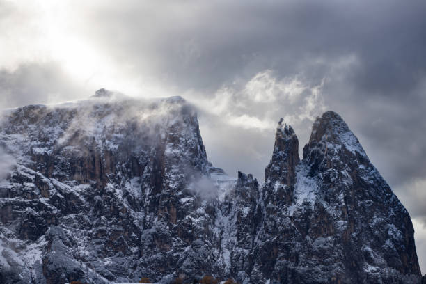 istock Dolomite rocks in fog 1185639252
