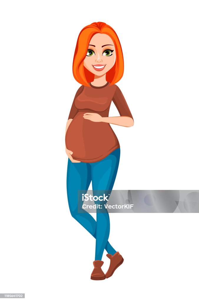 Ilustración de Hermosa Mujer Embarazada Personaje De Dibujos Animados y más  Vectores Libres de Derechos de Pelirrojo - iStock