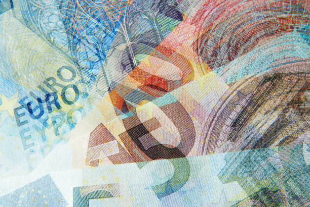 paper currency. collage of euro notes. - todas as unidades monetárias europeias imagens e fotografias de stock
