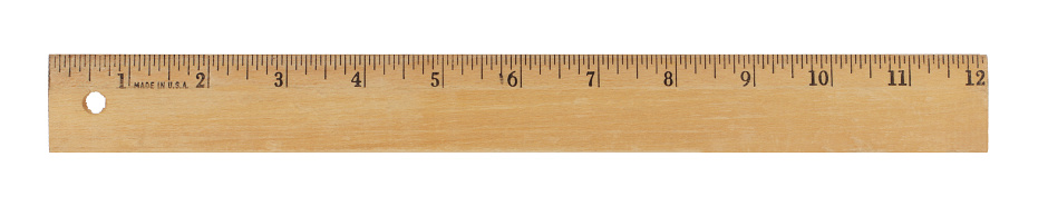 12 inch wood ruler isolated on a white background