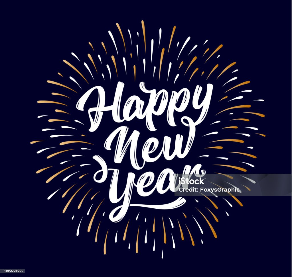 Bonne Année. Texte de lettrage pour la nouvelle année heureuse - clipart vectoriel de Saint-Sylvestre libre de droits
