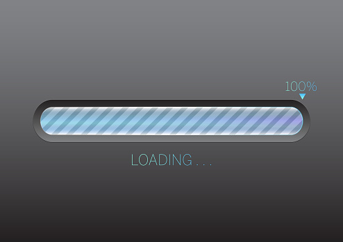 Glowing Blue Light Progress Loading Bar 100 Vector Illustration ...