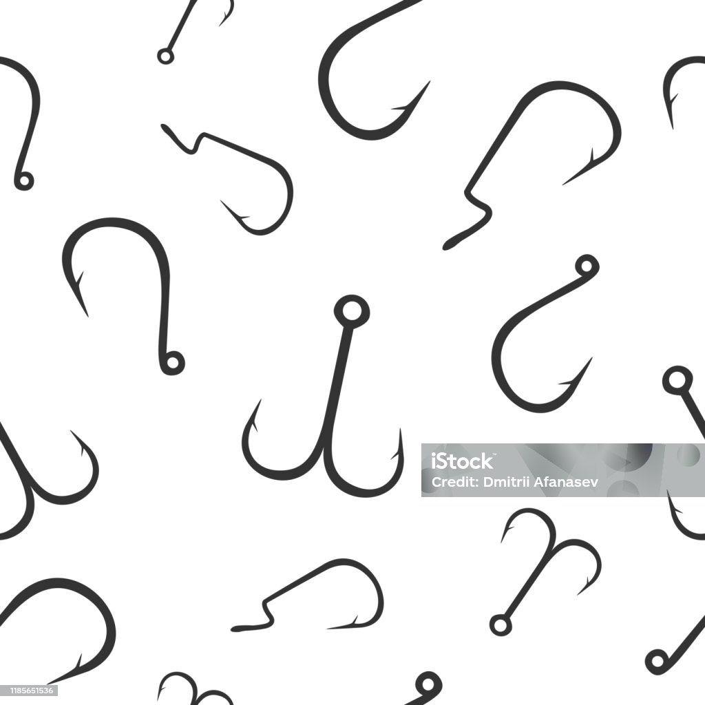 Seamless Pattern With Different Types Of Fishing Hooks On White Background  Fishing Texture Flat Design Vector Illustration Stock Illustration -  Download Image Now - iStock