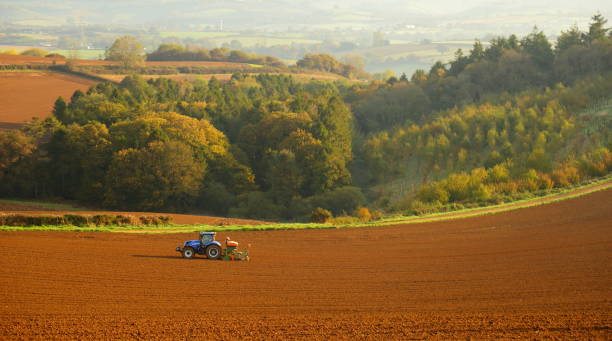 campo agrícola en dorset - tractor farm uk agriculture fotografías e imágenes de stock