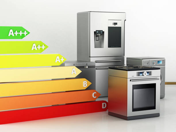 istock Energy chart standing near generic household appliances 1185662960
