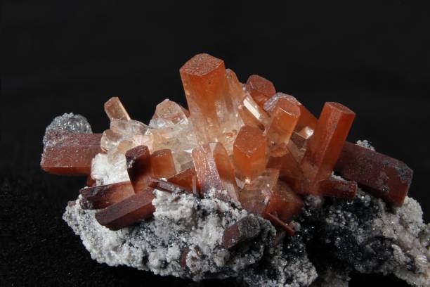 istock Orange and clear topaz on stone matrix 1185664804
