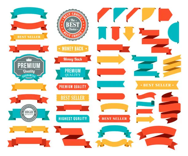 Vector illustration of Set of the Ribbons and Badges