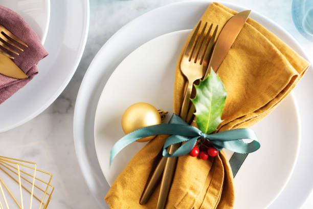 istock Christmas cutlery on plate 1185666565