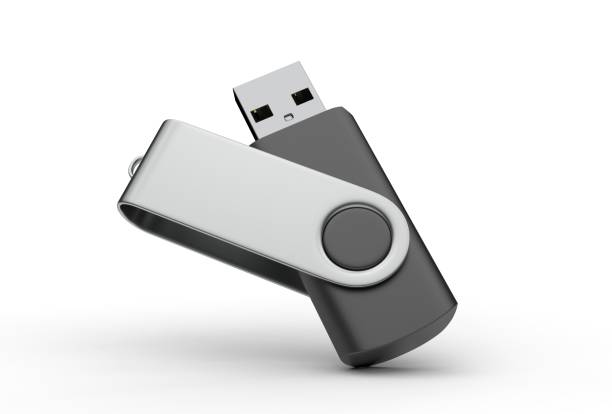 USB flash drive on the wood table with copy space
