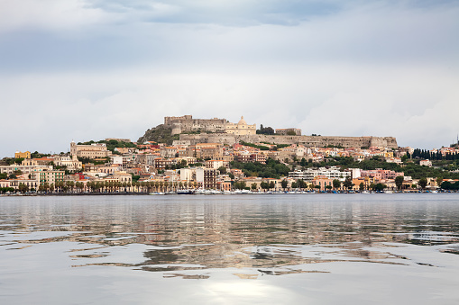 An image of a view to Milazzo Sicily Italy with castle from sea