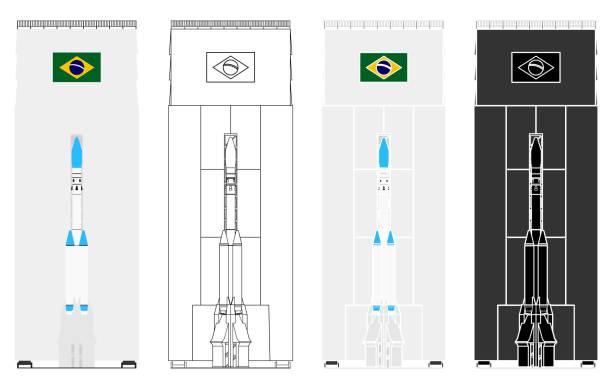 Brazilian rocket project. Alcantara Base Vector art. rocket launch platform stock illustrations