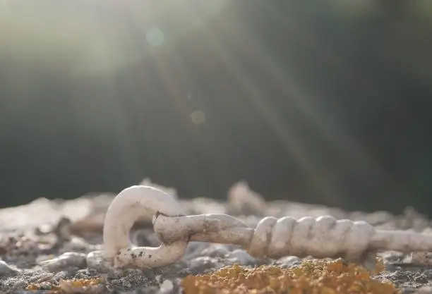 Macrophotography of a cable at sunset