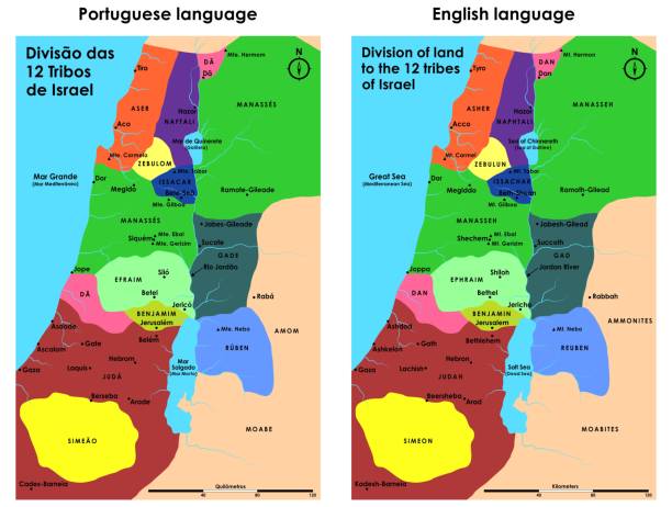 teilung der 12 stämme israels - altes testament stock-grafiken, -clipart, -cartoons und -symbole