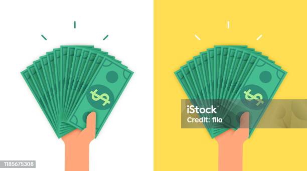 Person Holding Lots Of Money Stock Illustration - Download Image Now - Currency, Paper Currency, Hand