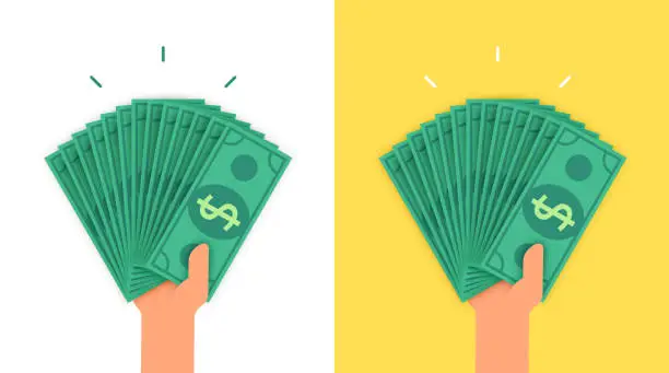 Vector illustration of Person Holding Lots of Money