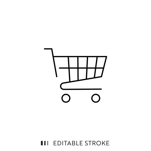 Shopping Cart Icon with Editable Stroke and Pixel Perfect. Shopping Basket Icon with Editable Stroke and Pixel Perfect. cart illustrations stock illustrations