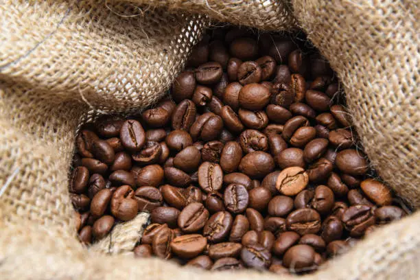 Photo of coffee beans in a bag