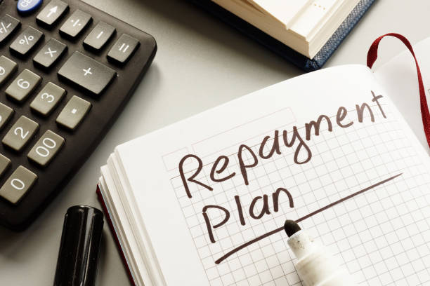 istock Conceptual hand written text showing repayment plan 1185676678