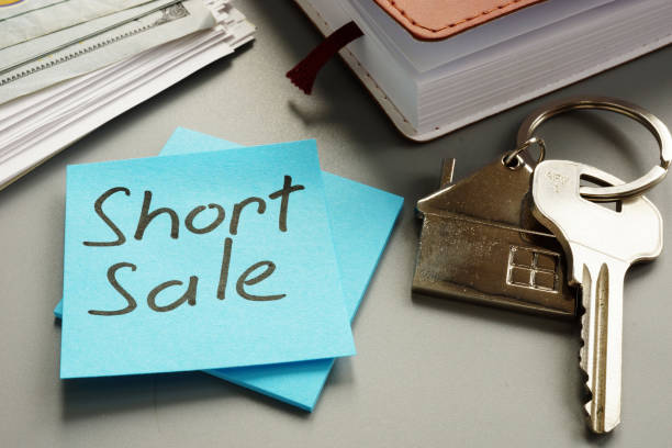 istock Text sign showing hand written words Short sale 1185676699