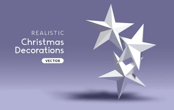 Vector illustration of Realistic Vector Star Decorations