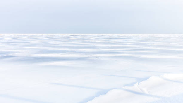istock Plain white field covered in snow, arctic landscape 1185679476