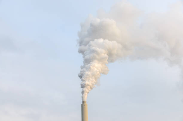 istock Smoke billowing from an industrial chimney 1185680028
