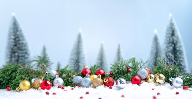 istock Christmas - Christmas ornament Pine cones and branches  On the snow 1185681348