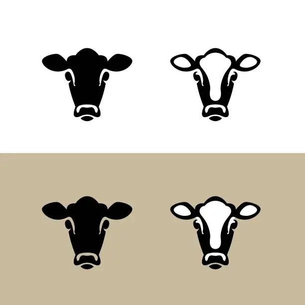 Vector illustration of Head of a Cow. Vector icon.