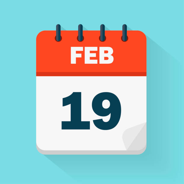 19 lutego. ikona kalendarza dziennego w formacie wektorowym - 19th of may stock illustrations